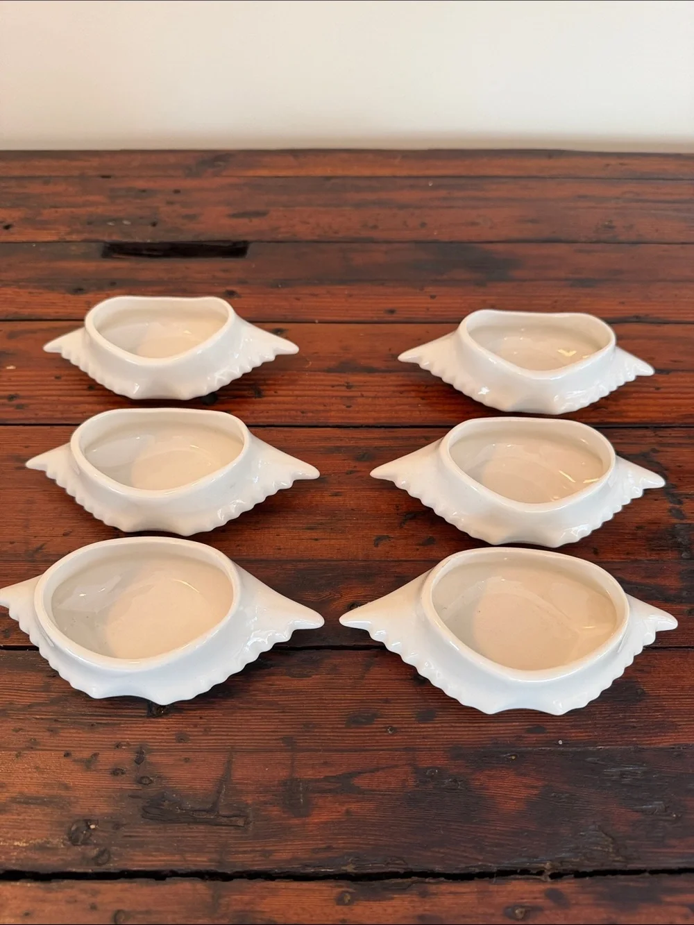 Hall Pottery Cream Deviled Crab Baking Dish Butter Cup Ceramic #232 Set of Six.